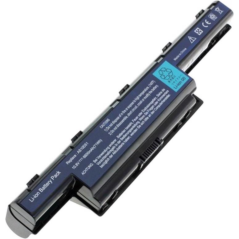 Acer Notebookakku (9 Zellen, 6600 mAh), Notebook Akku, Schwarz