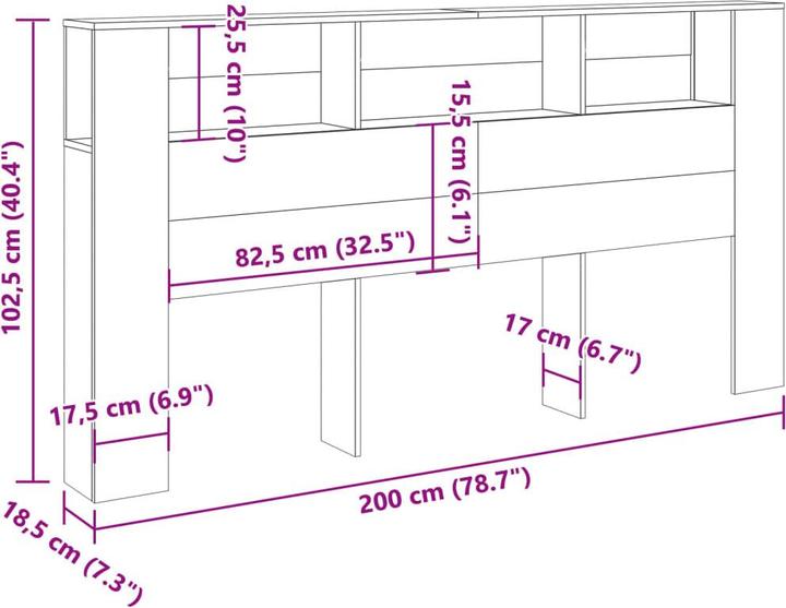 Valori nutrizionali e ingredienti vidaXL Kopfteil-Schrank (200 x 18.50 x 102.50 cm)