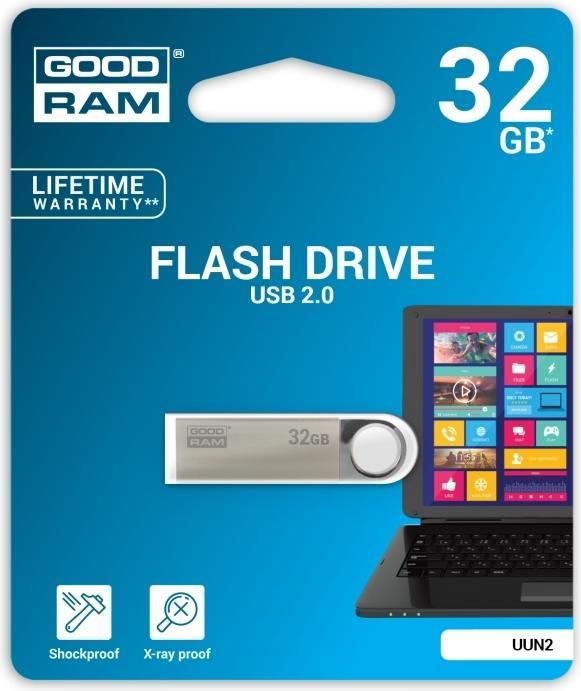 Produktbild Goodram 32GB USB 2.0 - 32 GB - USB Typ-A - 2.0 - 20 MB/s - Drehring - Schwarz - Silber (32 GB, USB-A)