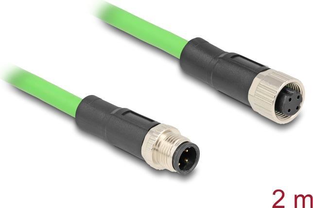 Actual product image Delock M12 cable D-coded 4 pin plug to socket PUR (TPU) 2 m (SF/UTP, 2 m)