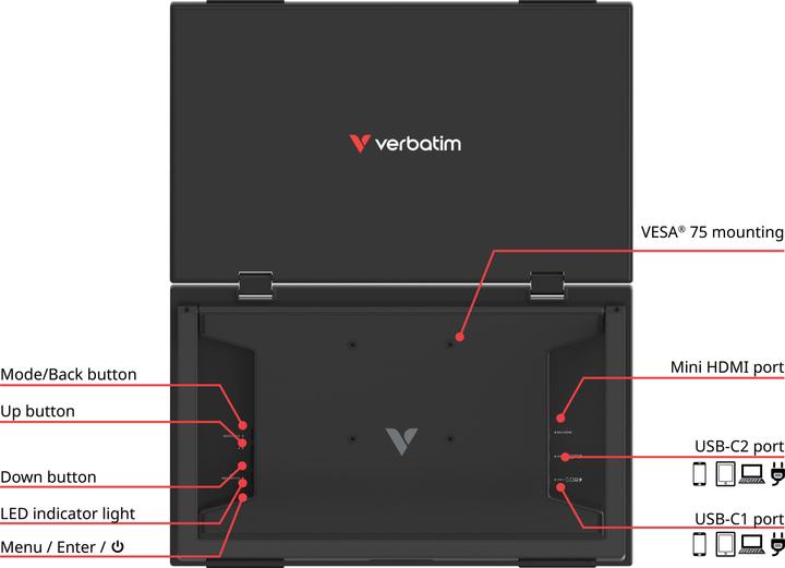 Image du produit Verbatim Portable 15.6" FHD Dual Monitor (1920 x 1080 pixels, 15.60")