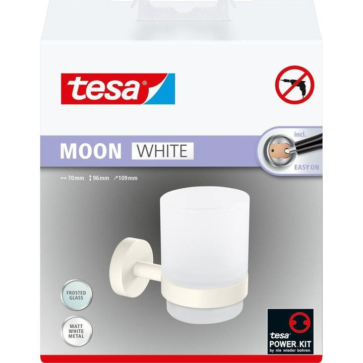 Produktbild tesa MOON WHITE Zahnputzbecher inkl. Klebelösung ohne Bohren
