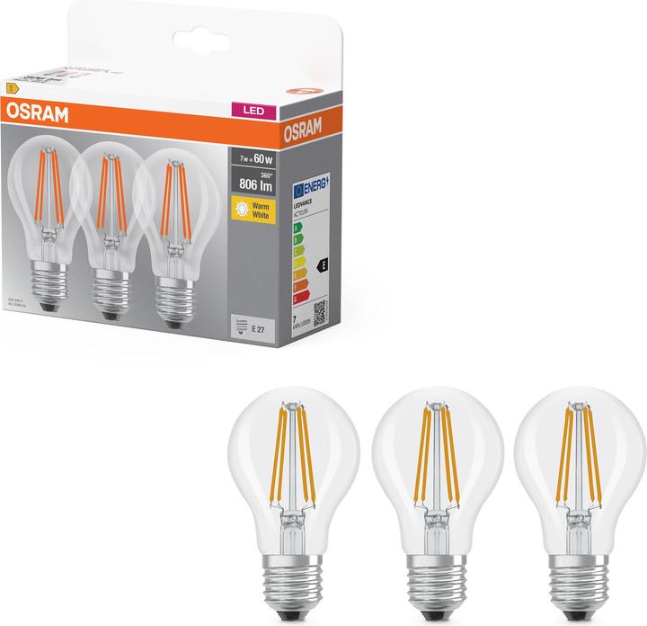 Produktbild Osram Led Base Classic A (E27, 806 lm, 3 x)