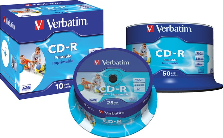 Image du produit Verbatim CD-R, 52x, 700MB, 50 broches, imprimable (50 x)