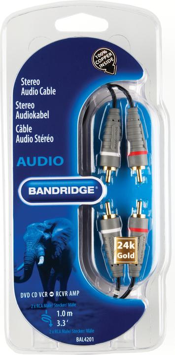 Actual product image Bandridge BLUE Stereo RCA Cable (1 m, Cinch)