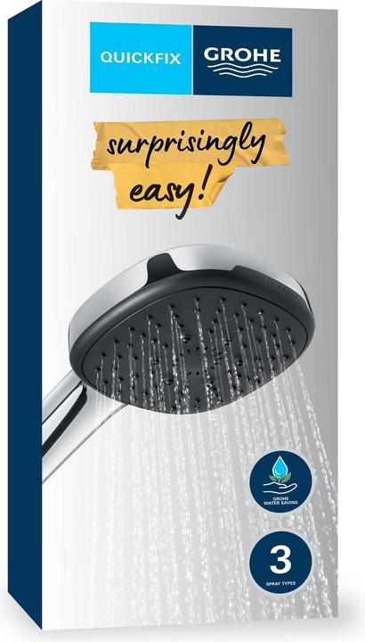 Produktbild Grohe Vitalio Comfort 110 QuickFix Handbrause, intelligente Strahlumstellung, wassersparend, 3 Strahlarten (3 Strahlarten, 7.40 l/min)