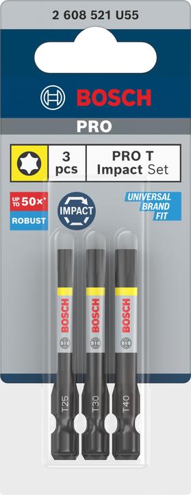 Actual product image Bosch Professional Zubehör PRO Torx Impact Bit, T25, T30, T40, 55 mm, 3 pcs. (T30, T25, T40)