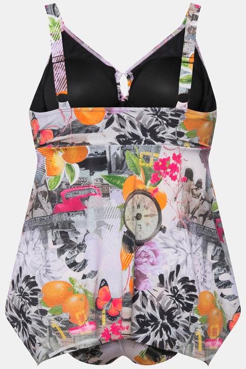 Actual product image Ulla Popken Antique Patch Print Pointed Hem Tankini Set (44)