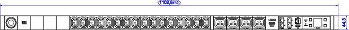 Productafbeelding Bachmann BN3000 RCM 16xC13 4x C19 meting p.Ph. 3m H05VV-F 3G 2,5 CEE 1x16A Lan