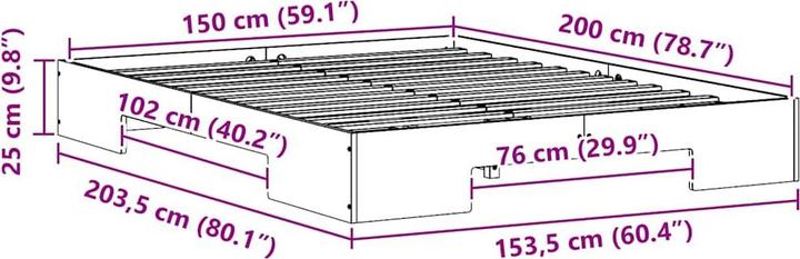 Actual product image vidaXL Bettgestell (150 x 200 cm)