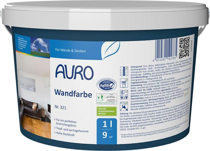 Actual product image AURO Wall paint 321 (White, 1 l)