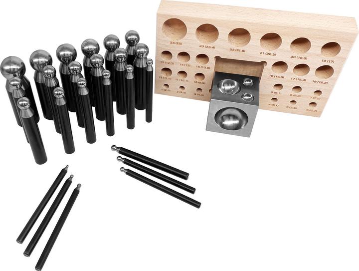 Paulimot Kugelpunzen-Set mit Würfelanke, 25-teilig