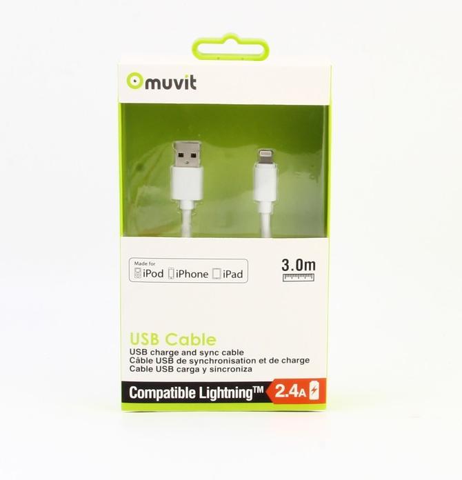 Produktbild Muvit USB-Lighning 3m Cable By Baltas (3 m, USB 2.0)