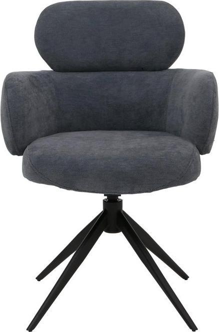 Immagine prodotto Mendler Esszimmerstuhl HWC-O77, drehbar Auto-Return, Stoff (310g/m²) Chenille Öko-Tex – grau-blau