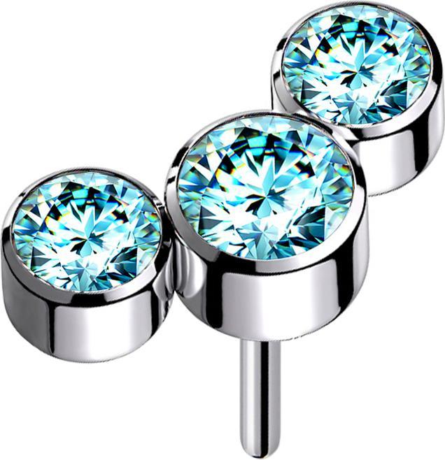 Immagine prodotto Star Piercing Threadless argento tre cristalli acqua (senza ottone, Titanio)