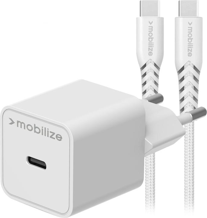 Produktbild Mobilize USB-C Schnellladegerät 20W + USB-C-USB-C Kabel Weiss (20 W)