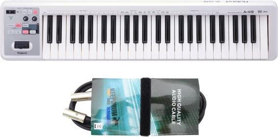 Roland A-49 -Keyboard Weiss mit MIDI-Kabel (49 Tasten)