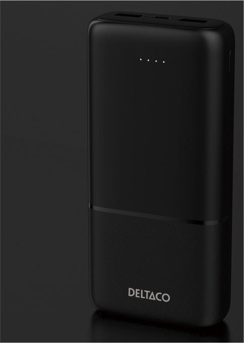 Immagine prodotto Deltaco Powerbank con ricarica rapida, 3 porte, 2x USB-A 18W, 1x USB-C PD 20W, 20.000 mAh nero (20000 mAh, 20 W)