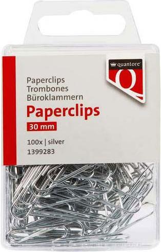 Immagine prodotto Quantore Büroklammer 30mm Silber, 100 Stk. (100x)