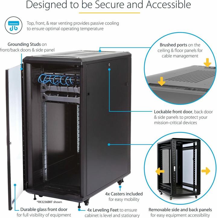 Image du produit StarTech 25U 36IN SERVER RACK CABINET (25 HE, Rack 19 pouces)
