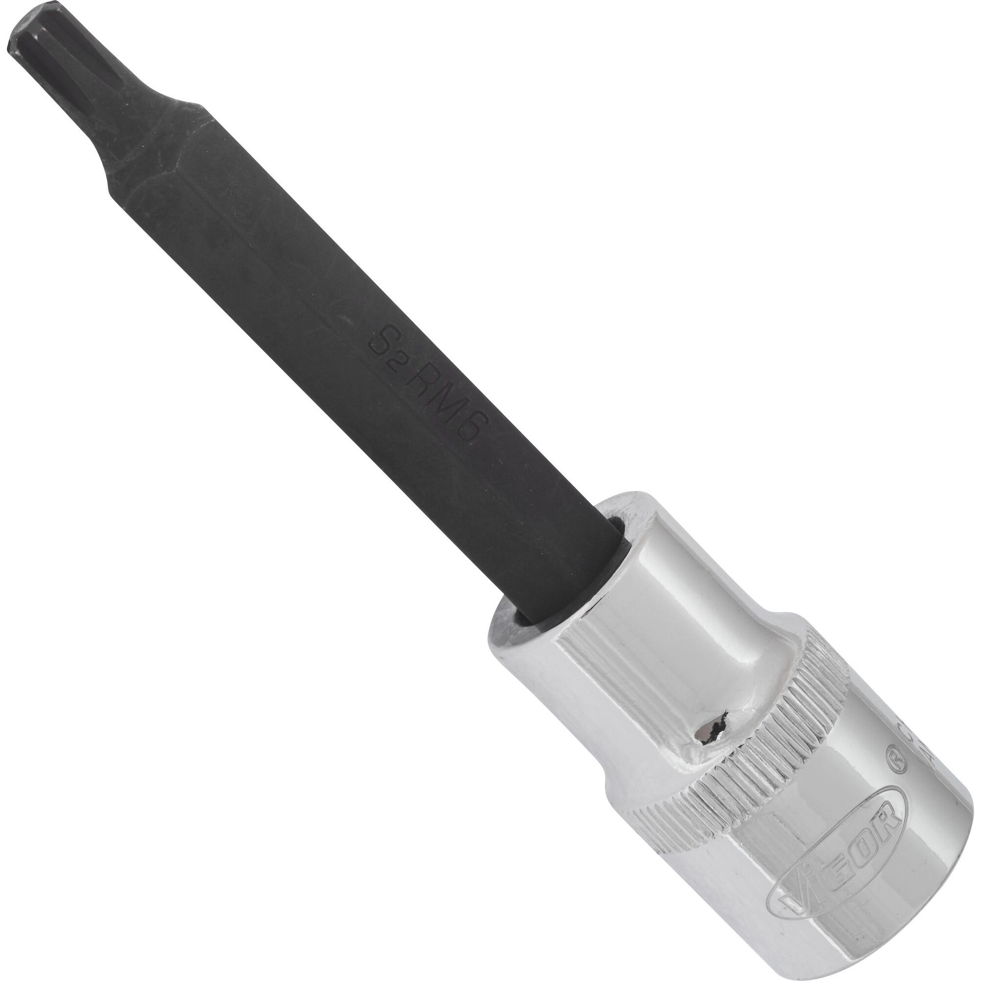 Vigor, Steckschlüssel + Stecknuss, RIBE Schraubendreher-Einsatz ∙ V2212 ∙ Vierkant12,5 mm (1/2 Zoll) ∙ Innen Keilprofil ...