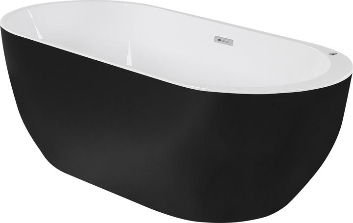 Produktbild Beliani Whirlpool Badewanne freistehend schwarz mit LED 170 x 80 cm NEVIS (264 l, 170 cm, 80 cm)
