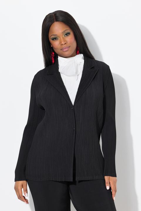 Image du produit Ulla Popken Blazer plissé, col à revers, fermeture boutonnée (54, 56)