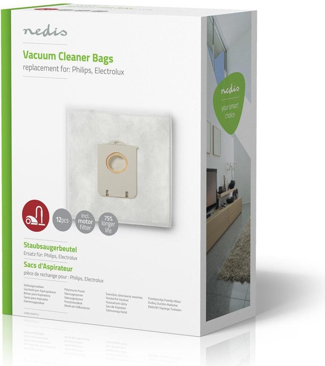 Image du produit Nedis Sac d'aspirateur Sac d'aspirateur 12 pièces Synthétique Le plus vendu Pour : Philips/Electrolux (1 x)