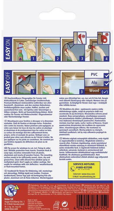 Produktbild tesa Insektenschutz COMFORT für Fenster, mit Klettband, selbstklebend, ohne Bohren (130 x 150 cm)