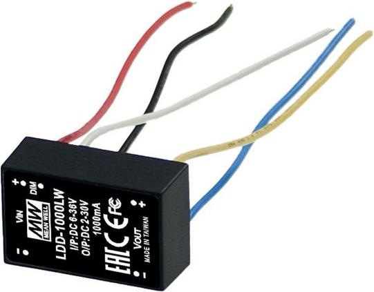 Produktbild MeanWell Step-Down-LED-Treiber 600mA 2... 32V IP67