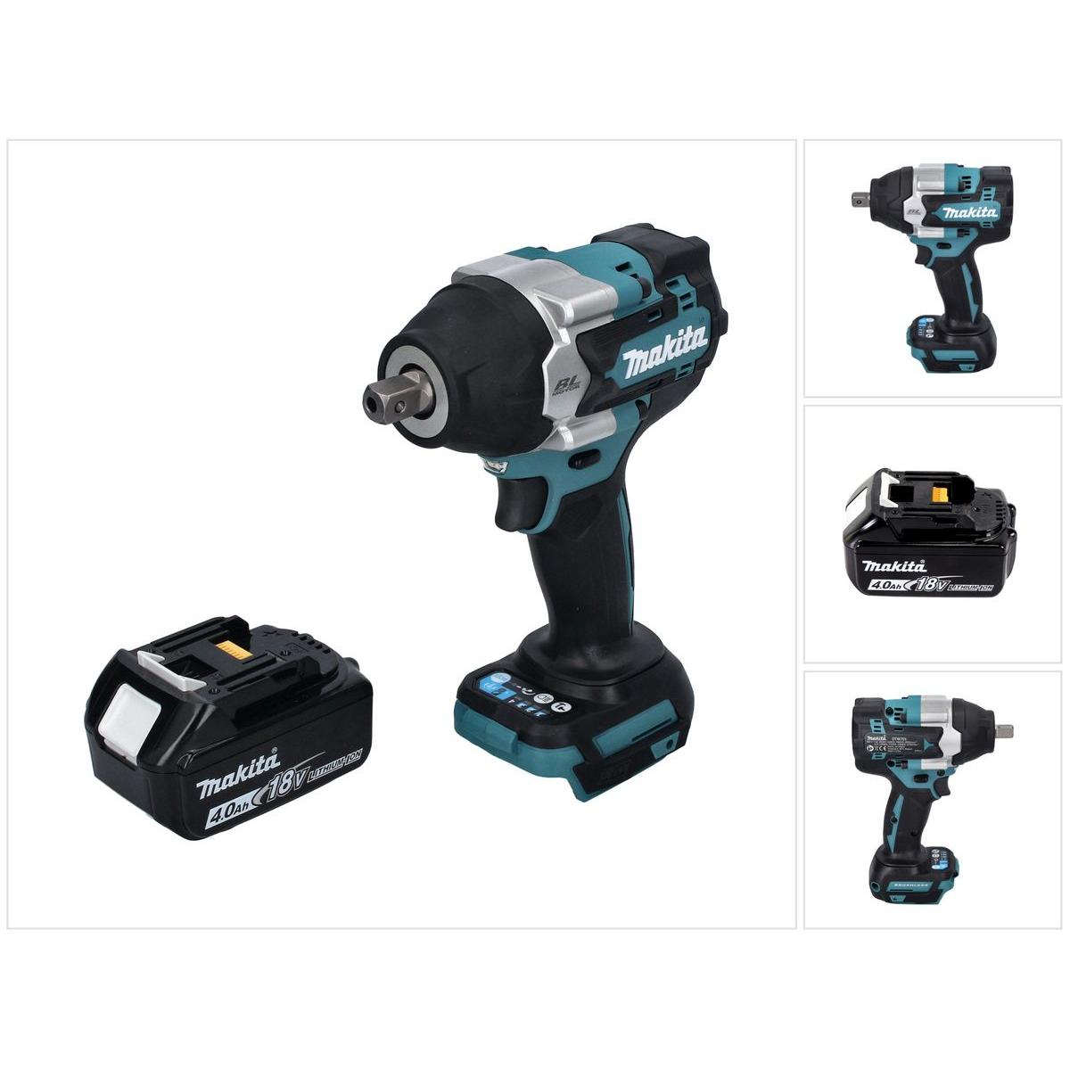 Makita, Bohrmaschine + Akkuschrauber, DTW 701 M1 Akku Schlagschrauber 18 V 700 Nm 1/2" XPT Brushless + 1x Akku 4,0 Ah - ...
