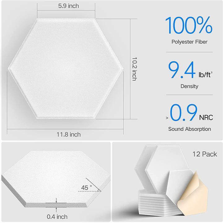 Immagine prodotto Kuchoow Pannelli acustici esagonali (12 pz.)