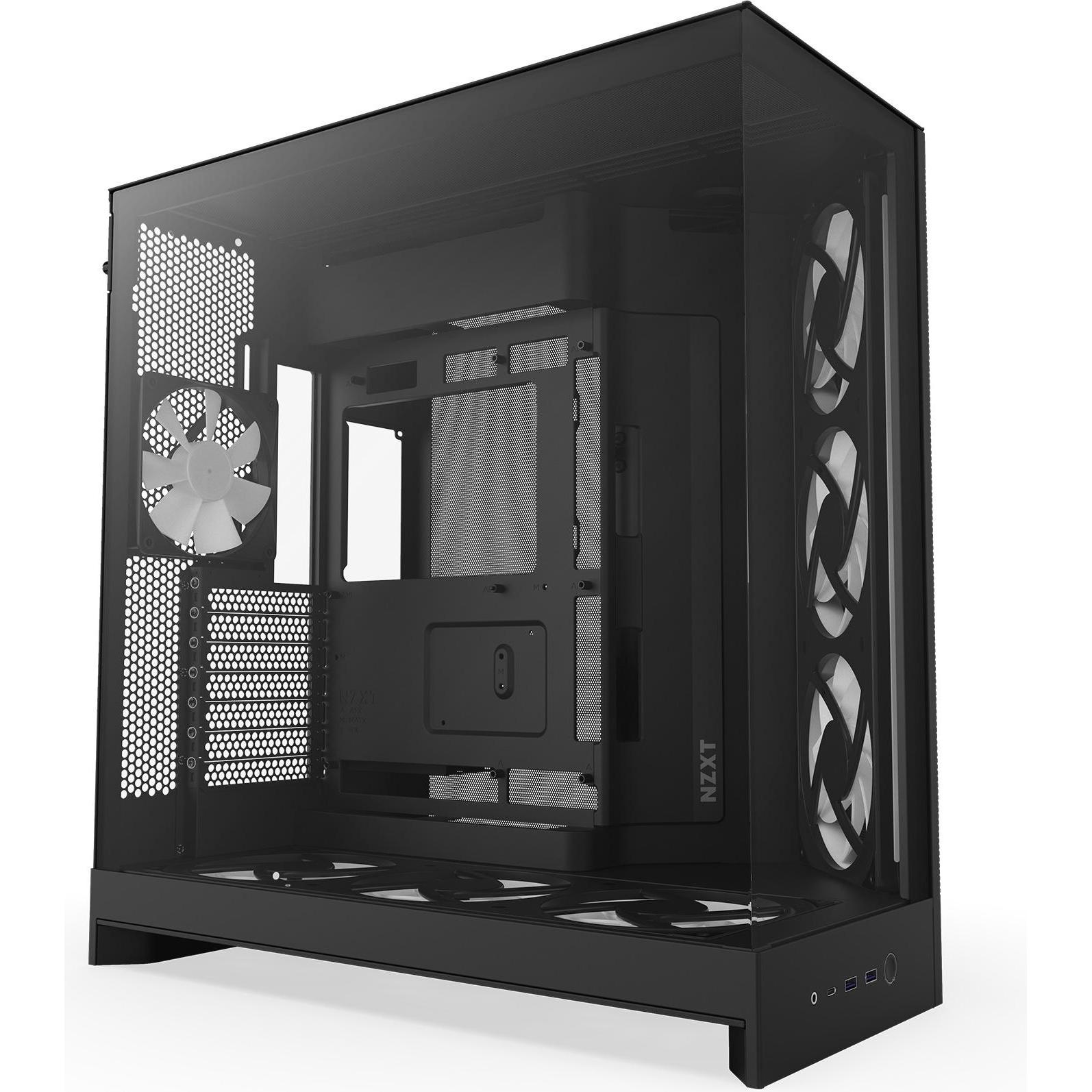 NZXT H9 Flow RGB+ (mATX, Mini-ITX, ATX, E-ATX), PC Gehäuse, Schwarz