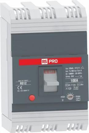 Produktbild RS PRO RS RS12, Schutzschalter 1-polig, 100A Front