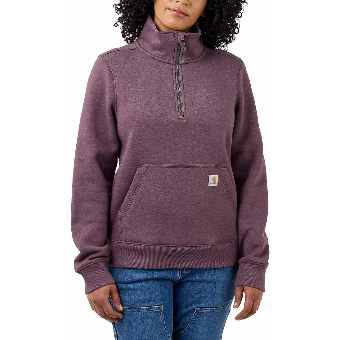 Carhartt, Uomini, Pantaloncini, Bluza Midweight Half Zip Blackberry, Rosso, Marrone, (XS)