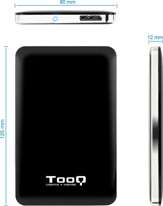 Productafbeelding Tooq Technology CAJA EXTERNA TQE-2538B 2,5" 9,5 MM SATA USB 3.0/3.1 NEGRO (2.5")