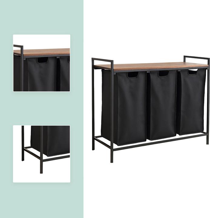 Produktbild Relaxdays Wäschesammler 3 Fächer mit Ablage (120 l)