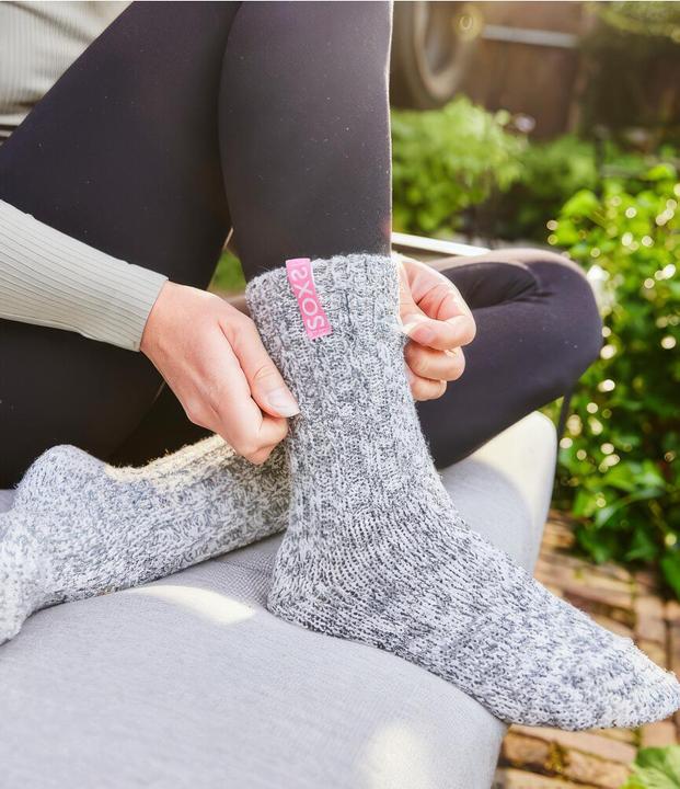 Actual product image Soxs Grey wool ladies socks bubblegum, calf sock (Single pack, 34 - 36)