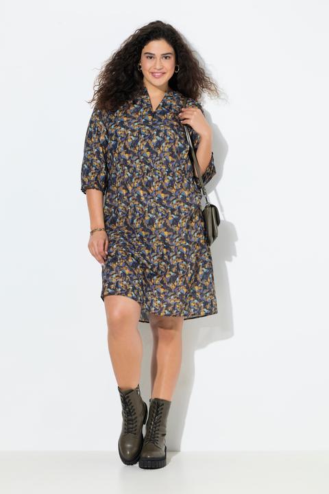 Produktbild Ulla Popken Kleid, Metallic-Linien, A-Linie, V-Ausschnitt, 3/4-Arm (50, 52)