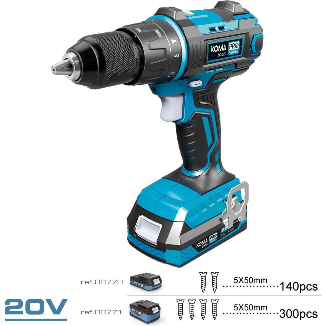 Koma Tools, Trapano + Avvitatore a batteria, Enzo accu boormachine 20V 2.0Ah - 6490100