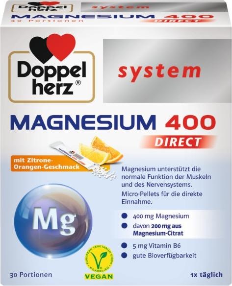 Actual product image Doppelherz system MAGNESIUM 400 DIRECT, 30 pcs. sachet (30 Piece, Beutel)