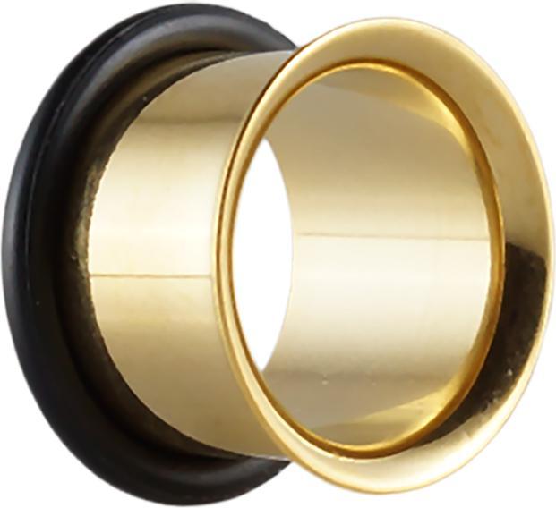Image du produit Star Piercing Flared Tunnel doré avec joint torique (sans laiton, Acier chirurgical 316L)