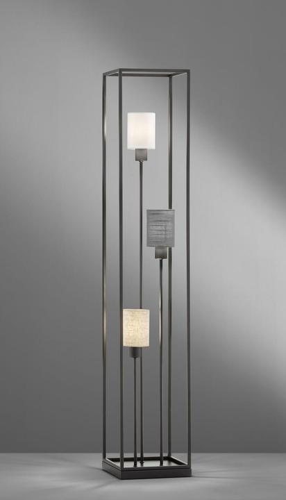 Produktbild Fischer & Honsel Honsel Stehleuchte Isko - sandschwarz/Stoffschirme Leinen weiss+grau+sandfarben (40430) (E14)