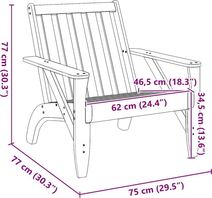 Productafbeelding VidaXL Adirondack tuinstoel 75x77x77 cm massief houten Douglas tuinstoel