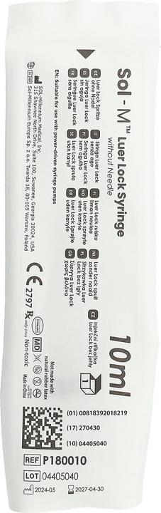 Valori nutrizionali e ingredienti Sol-m Siringa 10ml Luer Lock sterile 3 pezzi 100 pz.