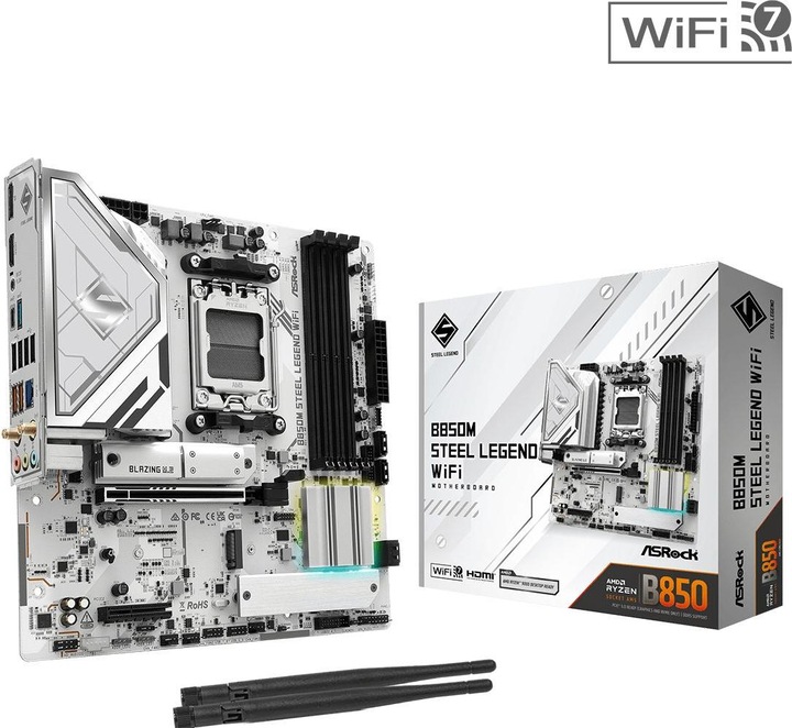 Image du produit AsRock B850M Steel Legend WiFi (AM5, AMD B850, mATX)