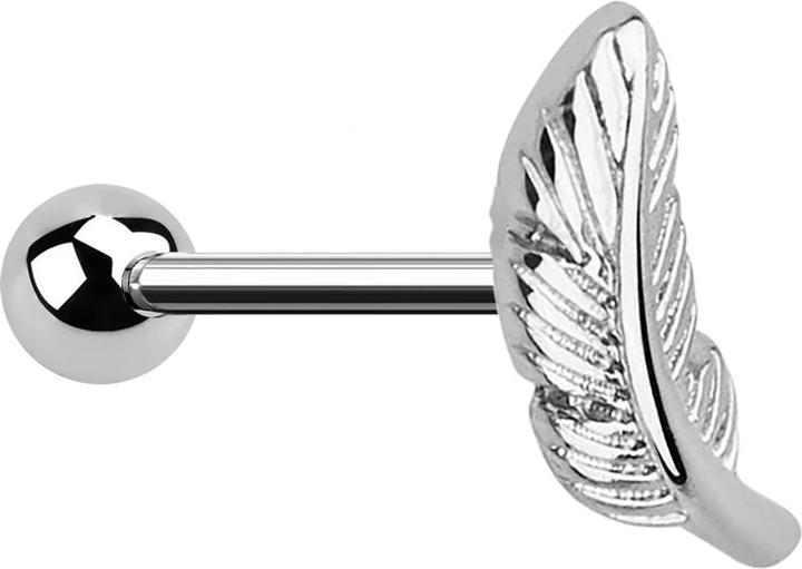 Produktbild Star Piercing Micro Barbell silber mit Kugel und Feder rechts (Messing, Chirurgenstahl 316L)