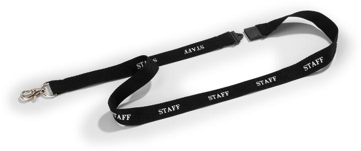 Actual product image Durable STAFF fabric strap, with snap hook, pack of 20, black.