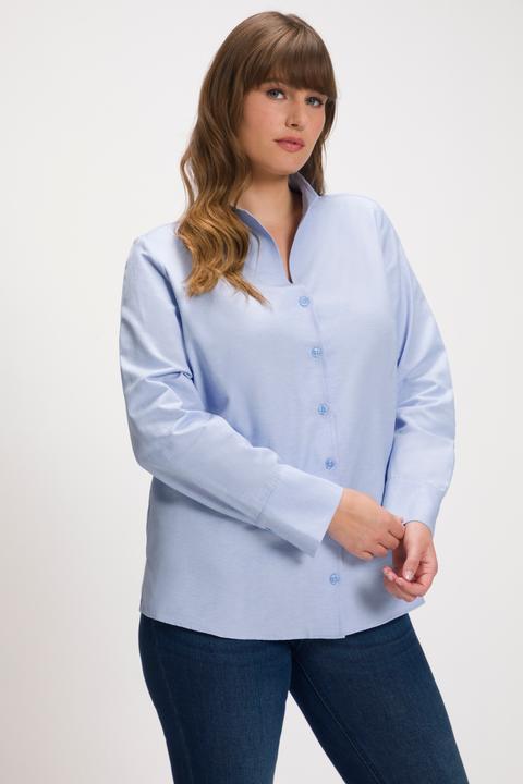 Produktbild Ulla Popken Bluse, Oxford-Gewebe, Kelchkragen, Langarm (62)