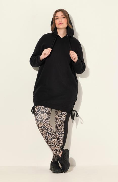 Produktbild Ulla Popken Long-Hoodie, Satinbänder, Kapuze, Langarm (56)